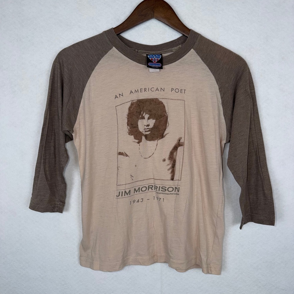 Junk Food Jim Morrison The Doors Raglan Shirt Large Brown Cream Rock Aesthetic